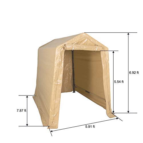 Sunnyglade 8X6' Shed Heavy Duty Storage Shelter with Roll up Door Portable | 8X6 Shed Portable Canopy Storage Shelter with Weatherproof Pe Fabric, Rustless Steel Frame