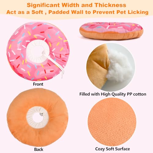Cat Cone Collar Soft, Comfortable Cat Donut Collar After Surgery, Adjustable Elizabethan Recovery Collars & Cones to Stop Licking, Lightweight Neck Collar Soft Cone for Cats Kitten (Pink, Medium) - size: M