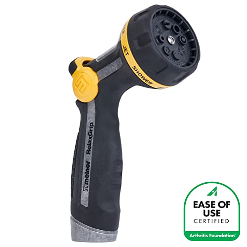 Melnor RelaxGrip Metal 8-Pattern Hose Nozzle: Thumb Operation | 65188AMZ | Comfortable Grip | Less Hand Strain | Lightweight Design | Durable Metal Threads | Trigger Lock - size: 8-Pattern, style: Thumb Control