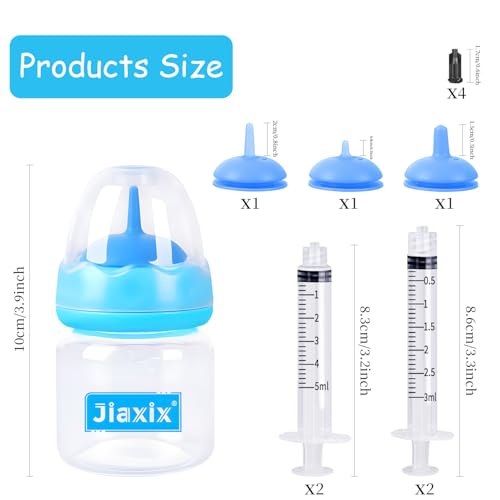 Pet Bottle Feeding Kit, Puppy & Kitten Nursing Supplies, Blue, 60ml Bottle with Anti-Choking Silicone Nipples & Syringes, Newborn Flow, Dishwasher Safe - color: Blue
