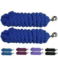 Majestic Ally Pack of 2 Solid Cotton Lead Rope for Horses & Livestock – 10 Foot Long and 5/8 inch (16MM) Thick - Replaceable Heavy-Duty Satin Bolt Snap – Handmade – Soft, Broken in Feel (Royal Blue) - color: ROYAL BLUE