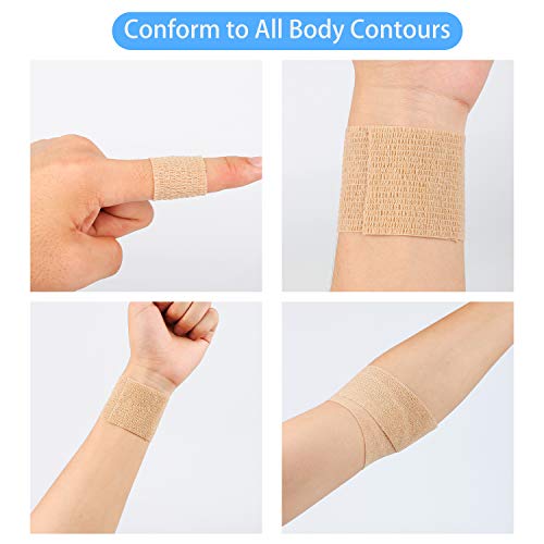 12 Pack Self Adherent Cohesive Wrap Bandages 2 Inches X 5 Yards,First Aid Tape, Elastic Self Adhesive Tape, Athletic, Sports wrap Tape, Bandage Wrap for Sports, Wrist, Skin Colour Athletic Tape - size: 12 Count (Pack of 1)