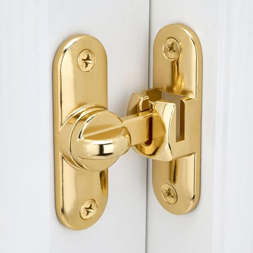 Gold 90/180 Degree Barn Door Latches,Flip Gate Lock | Zinc Alloy Flip Gate Latches,Right Angle Door Lock,for bedroom,garage,sliding door,window,cabinet,drawer,pet enclosures - color: Gold