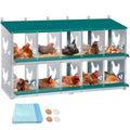 Garvee Large Metal Chicken Nesting Boxes for Hens, 10 Compartment Galvanized Steel Nesting Box, Includes 4 Fake Eggs & 10 Soft Nest Pads, Wall Mount or Freestanding for Coop & Farm - style: 10 Holes