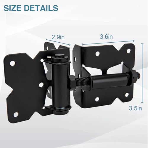 Self Locking Gate Latch and Gate Hinges Set Heavy Duty Hardware Hinges for Vinyl and Wood Fence with Installation Screws and Swing Adjuster Tool Heavy Duty 1 Gate Latch 2 Gate Hinge