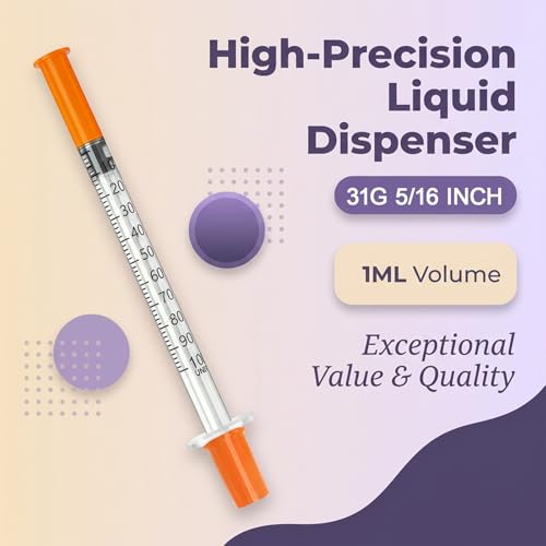 1ml/cc jeringas 31G 5/16" (8mm), Individually Wrapped, Box of 100 - size: 1ml 31G 5/16 Inch