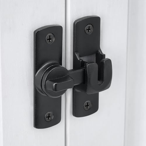 Black Barn Door Latches,90/180 Degree Gate Lock_D | Aluminum Alloy Right Angle Door Lock Latch,Flip Gate Latches Hardware,Sliding Door Lock for Cabinets,Fence Gates,Pet Cage - color: Black