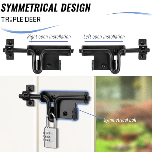 Slide Bolt Gate Latch, Heavy Duty Slide Latches with Padlock Hole, 1 Pack | Extra Security Slide Bolt Hardware for Wooden Fence/Yard Fence/Shed Door/Barn Door, Black Powder Coated