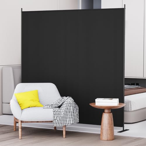 C-Hopetree 1 Panel Room Divider, 6 Ft Tall Indoor Folding Privacy Screen, Portable Partition Separator, Freestanding Separation Temporary Wall for Office, Bedroom, 71" W X 71" H, Black - size: 1-Panel