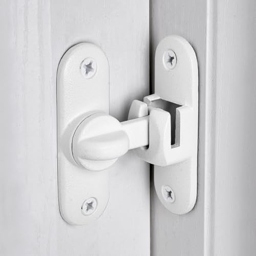 Matte White 90/180 Degree Barn Door Latches,Flip Gate Lock | Zinc Alloy Flip Gate Latches,Right Angle Door Lock,for bedroom,garage,sliding door,window,cabinet,drawer,pet enclosures - color: Matte White