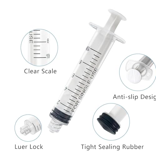 5Pcs Drench Gun Feeding Syringe, Small Animal Pet Livestock Drench Syringe with 5Pcs Screw In Drench Nozzle for Liquid Measuring Watering Refilling Feeding (10ML) - size: 10ML