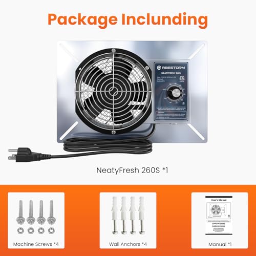 Abestorm 260CFM Crawl Space Ventilation Fan, IP-55 Rated Commercial Stainless Steel Vent Fan with Humidistat & Thermostat, 6.7 Inch Ventilator with Isolation Mesh for Crawlspace, Basement, Garage | Stainless Steel Vent Fan smart Digital Panel, Temperature