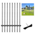 6.7FT T Posts for Fencing, 8 Pack Metal Fence Poles with Threaded Splice Design & 100 Zip Ties, No Dig Steel Fence Stakes for Garden, Farm and Animal Barrier - size: 6.7 FT