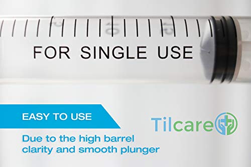 5ml Syringe Without Needle Luer Lock 100 Pack by Tilcare - Sterile Plastic Medicine Droppers for Children, Pets or Adults – Latex-Free Oral Medication Dispenser - Syringes for Glue and Epoxy