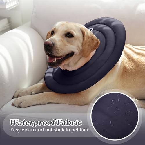 IDOMIK Dog Recovery Collar, Waterproof Soft Dog Cone After Surgery | Comfy Protective Elizabethan Collar Alternative for Dogs Cats, Adjustable Pet Neck Donut Cone Anti-Licking Wounds,Grey,M - color: Grey, size: M