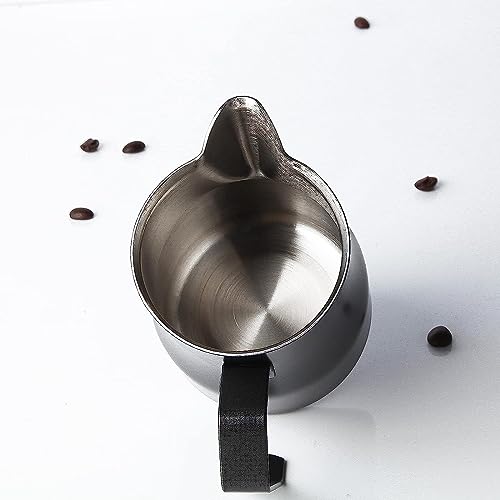 Espresso Steaming Pitcher Stainless Steel 12 oz Coffee Frothing Picther Milk Jug Cappuccino Latte Art Cup - color: Black, size: 11.8 Ounces