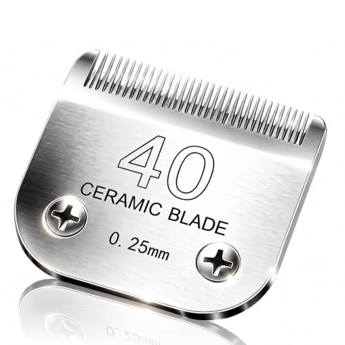 Detachable Pet Clipper Blades Dog Grooming Clipper Replacement Ceramic Blades, Compatible with Andis, Wahl, Oster(Size 40#,Cut Length 0.25mm) - size: 40# (0.25mm)