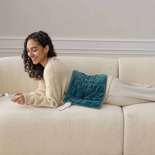 Berkshire Blanket Weighted Heating Pad - 12"x24" Electric Heat Wrap with 10 Heat Settings & Auto Shut Off - Soothing Heat Wrap for Back, Neck, Shoulders, Legs, Abdomen - Machine Washable & Portable - color: Zenith Teal, size: 12" x 24"