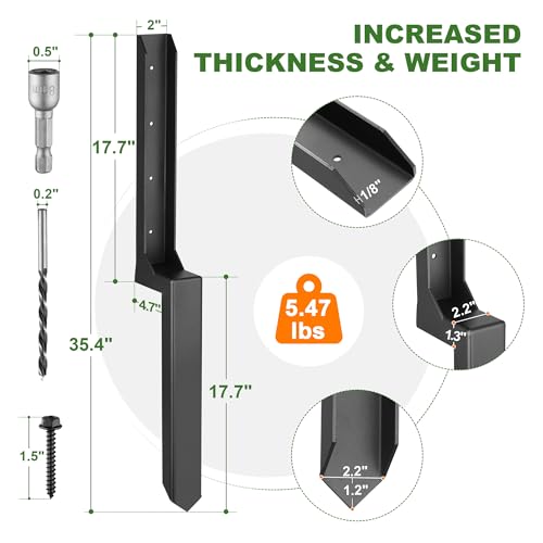 Fence Post Repair Kit, Heavy Duty One-Piece Steel Anchor & Stakes for Repair Broken Tilted Leaning Wood Posts, Rust-Proof Easy Installation, Upgraded 11-Gauge Thickness (4 Pack) - color: 4 Pack