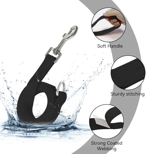 Waterproof Dog Leash, 5/6 FT Durable Odor-Proof Dog Leashes with Strong Metal Hooks Fits Small Medium or Large Dogs (Black, 5FT - 3/4 inch Width) - color: Black, size: 5FT - 3/4 inch Width