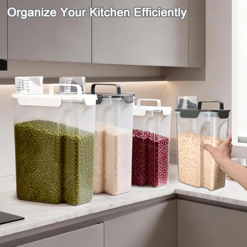 Komzon Rice Storage Containers, 20 LB Rice dispenser with Pouring Spout Large Bin for Flour, Pasta, Grain and Baking, Pet Dog Cat Bird Food Container Grey - color: 20lb grey