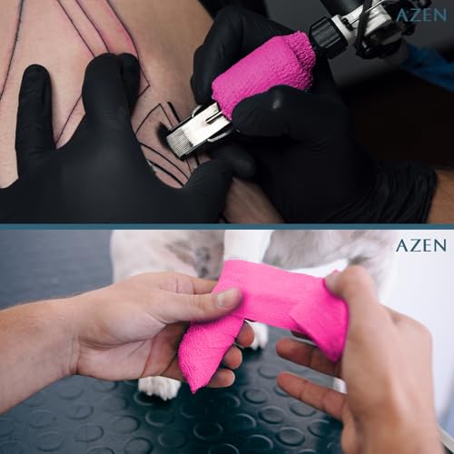 AZEN 16 Pack Self Adhesive Bandage Wrap Pink, 2" X 5 Yards Elastic Cohesive Bandage Wrap, Athletic Tape, Vet Wrap, Ankle Tape, Tattoo Grip Tape Wrap (Pink) - color: Pink, size: 2IN - 16Pack