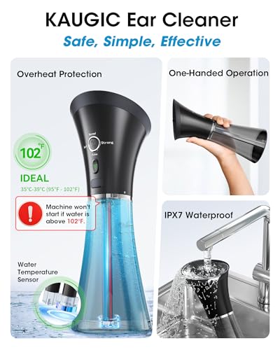 Ear Cleaner with Camera & Irrigation. Wax Removal & Overheat Protect | Complete Ear Cleaning Kit, Visual, Waste Collection Tank, Overheat Auto-Shutoff, IPX7 Waterproof, FSA-HSA Ear Wax Removal - color: Semi-transparent Black