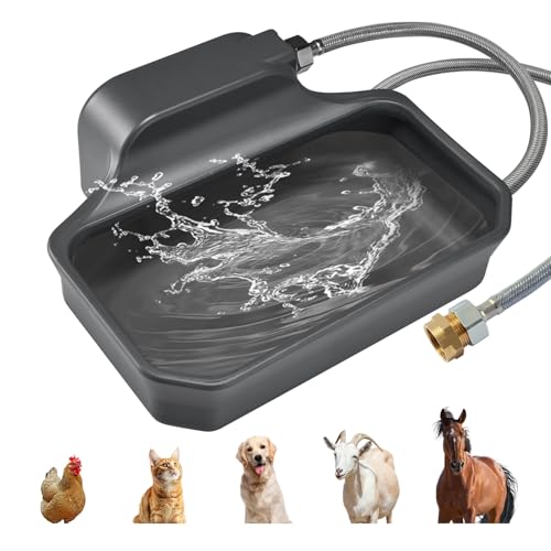 PETTEN Auto Fill Dog Water Bowl, Outdoor 1Gal/3.75L Automatic Dispenser | Auto-refill float valve,no electricity.3.75L for dogs/cats&livestock.3/4"GHT hose connection.Food-grade HDPE,durable - color: Grey