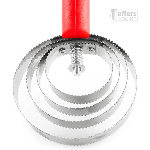 Jeffers Equine Reversible Shedding Curry Comb for Horses, Dual Stainless Steel Spring Teeth, 2-Sided Grooming Brush, Spring Action Rotating Head, Deep Cleaning Coat Grooming, Plastic Grip Handle, Red - color: Red