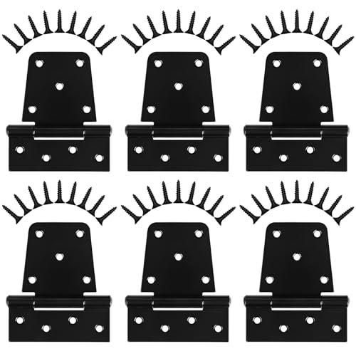 Heavy Duty Gate Hinges 3.5 inch 6 Pack Extra Thick Industrial T Barn Door Hinges Shed Door Hinges for Large Wooden Gates Wood Fence Outdoor - Black Iron Finish (Screws Included) - color: Black, size: 3.5"-6 Pack