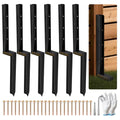 6-Pack 2" Width Fence Post Repair Kit, 34in Heavy Duty Ground Spike Anchor for Wooden Post Repairing Tilted/Broken Posts Metal Brackets - size: 2'' 6 Pack