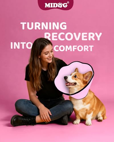MIDOG Dog Cone Collar After Surgery, Soft Dog Cone Alternative to Stop Licking,Adjustable Elizabethan Recovery Cones for Small to Large Sized Dogs - color: Pink, size: S