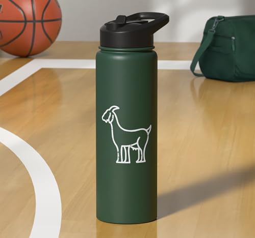 Goat Pocket Cute Farm Animal Boys Girls Kids Youth Women Men Stainless Steel Insulated Water Bottle - color: Dark Green