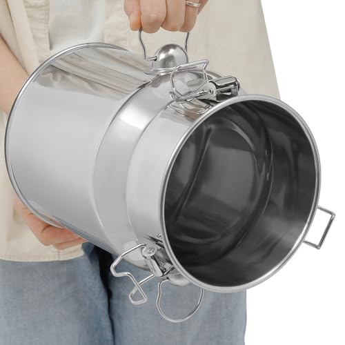 5L/1.3gal Milk Can 201 Stainless Steel, Sealed Lid Food Storage Container for Liquid & Dry Goods, Wine Pail Bucket Metal Tote Jug for Kitchen, Farm