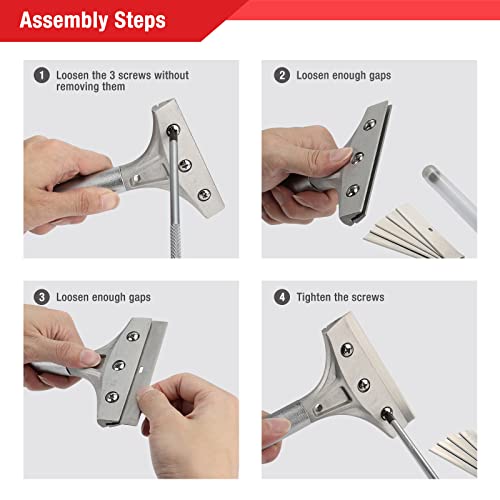 Goldblatt 2 Pieces Glass Scraper Set with 20pcs Blades, Razor Scraper Tools | Razor Blade Scraper, 12" Long for Reach, Soft Grip, Remove Adhesive, Sticker, Paint & Decal, for Window, Tile & Floor