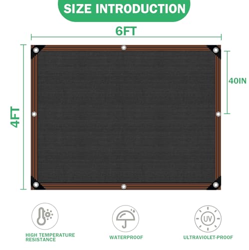 QLOFEI Shade Cloth for Garden, 60-70% Sun Screens for Patio Pergola Outdoor, Easy to Hang Mesh Tarp Shade Cloth with Grommets, Shade Neting Cover for Kennel Chicken Coop Plant Shade Sail, 4x6 FT - size: 4'x6'