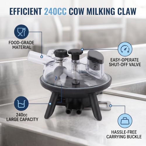 HEEPDD 240ml Milking Claw, Accessory for Cow Milk Machine, Ideal for Dairy Farms with Flexible Use 240ml Milking Claw, Plastic Replacement Nan Gardening