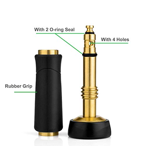 Brass Hose Nozzle, Adjustable Twist hose Sprayer, High Pressure Hose Nozzle with On-Off Valve, Leakproof Operation 3/4" Connector, Jet Sweeper Nozzle for Patio and Pet, Car Washing, 3 Pack - style: nozzle Jet valve -3P