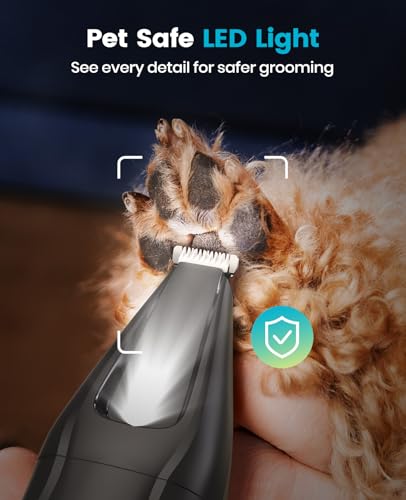 oneisall LED Light 2-in-1 Dog Grooming Clippers & Paw Trimmer Kit | Cordless & 3.7 hrs Runtime, 7 Guide Combs, LED Display, Safe for Paw, Face, Ears, Legs, Body