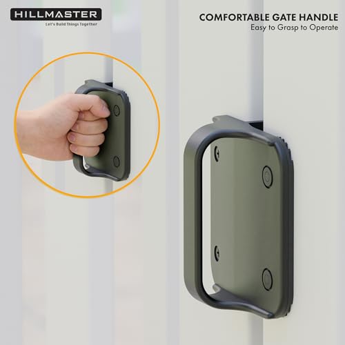 HILLMASTER 4-1/2” Black Nylon Polymer Gate Handle for Outdoor Fence, Sturdy Fence Gate Stop with Bumper Gate Stopper for Vinyl, Wood, Metal Gates, Fence Gate Hardware, Fasteners Included