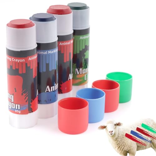 4 Pcs 2.82 Oz Livestock Marker Crayon, Cattle Marking Tools for Pig Cow Goat Horse, Donkey, Large Animal Crayons, Water Proof, Animal Skin Marking(2 Red, 1 Blue, 1 Green)