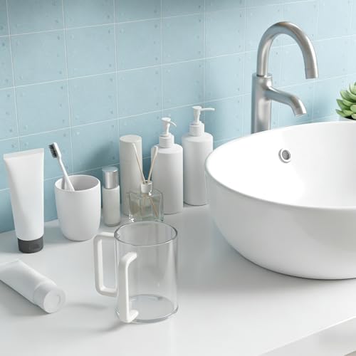 2 Pcs Judaica Hand Washing Cup with Dual Handles 5" Acrylic Clear Negel Vasser Hand Washing Cup for Jewish Ritual Netilat Yadayim Holiday Gifts (White Handle) - color: White Handle