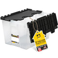 12 Gallon Heavy Duty Plastic Storage Tote with Flip Lid 21.5"×15.25"× 12.5" | Pack of 1 USA Made Reinforced Storage Container - Stackable Design, Wipe-Clean Label - for Home & Garage Organization - style: Heavy Duty
