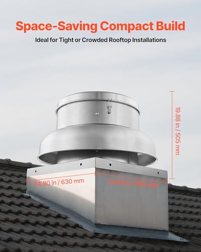 VEVOR Roof Exhaust Fan, 4000CFM & 5000CFM Adjustable Speed Control Attic Vent Fan with High-Power Motor, 24.8inch Fan Base Heavy-Duty Aluminum Alloy, Compact for Garage,Kitchen,Bathroom,Silver - size: 4000CFM & 5000CFM