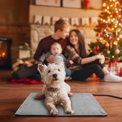 Toozey Small Pet Heating Pad, 6 Adjustable Temperature Dog Cat Heating Pad with Timer, Waterproof Heated Cat Bed with Chew Resistant Cord, Indoor Electric Pet Heated Mat 18x16in | 18 x 16 In, 6 Heat Settings, 4-24H Timer, Waterproof Surface, Chew-Resistan