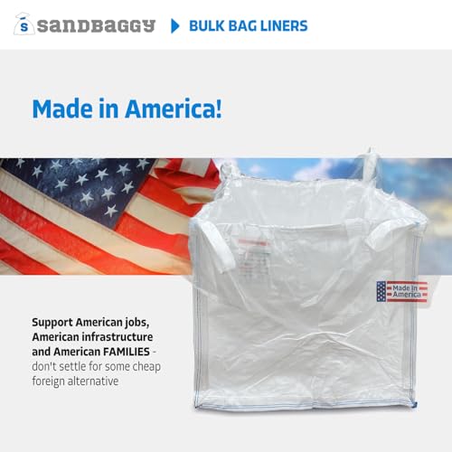 Sandbaggy Clear FIBC Bulk Bag Liners | Made in USA | Liners Fits Bulk Bags Up to 55" x 55" x 75" | Built w/ 1 Month UV | Heavy Duty 1.5 Mil Thick (Pack of 4)