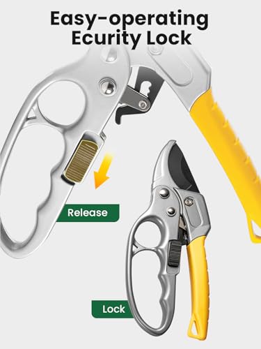 GROWNEER 3 Pack Garden Scissors kit Professional Garden Pruning Shears Stainless Steel Garden Shears Gardening Clippers Flower Plant Scissors Tools Arthritis Weak Hand Pruner Work 3 Times Easier - style: Yellow