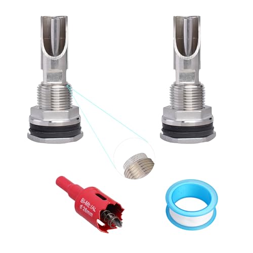 Automatic Pig Nipple Waterer Set with 304 Stainless Steel Water Tank Connectors for Barrel Kit - 2pcs Stainless Steel Nipples for Sows, Piglets, Goats - Includes Installation Hole Opener - color: 304 Stainless Steel, size: 2PCS