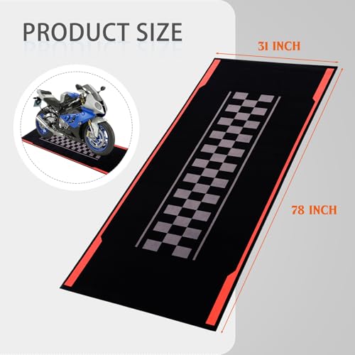 Drydiet Motorcycle Mat Garage Floor Rug Washable Parking Mats for Garage Floors Non Slip Oil Absorbent Pad Rubber Backing Layer Protects Floor(Track Style,78 x 31 Inch) - size: 78 X 31 Inch, style: Track Style