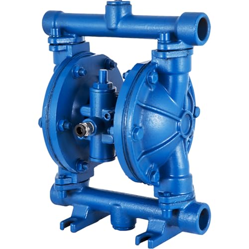 VEVOR Air-Operated Double Diaphragm Pump, 1/2 in Inlet & Outlet, Cast Iron Body, 8.8 GPM & Max 120PSI, Nitrile Diaphragm Pneumatic Transfer Pump for Petroleum, Diesel, Oil & Low Viscosity Fluids - size: 3.0 GPM
